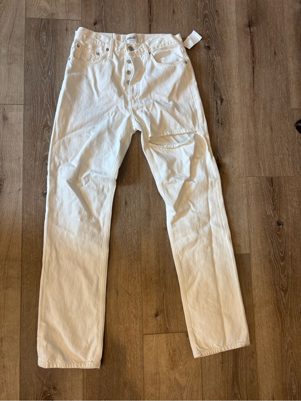 AGOLDE Lana Slice Jean White Ombré 26 NWT